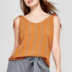 a new‎ day Orange and black/white Straps Top Size L